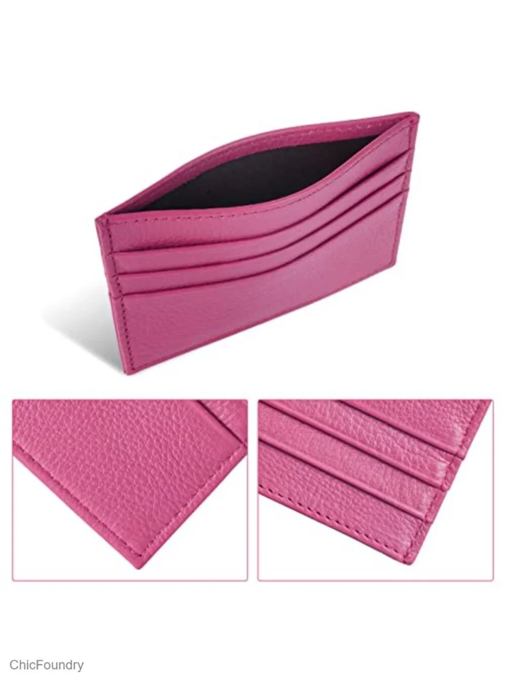 RFID Blocking Slim Leather Card Holder Wallet 6 Slots Cash Pocket Minimalist